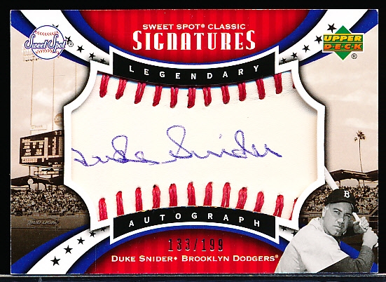 2007 Sweet Spot Bsbl. “Classic Signatures Legendary Autograph” #SPV-DS Duke Snider, Dodgers