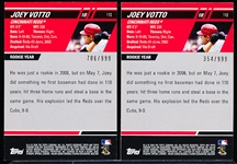 2008 Stadium Club Bsbl. #112 Joey Votto RC, Reds- 2 Cards- #354/999, #706/999.