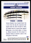 2008 Stadium Club Bsbl. “Stadium Slices Gold Photographer’s Proof” #SS-HM Hideki Matsui, Yankees- #27/50!