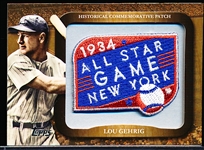 2009 Topps Bsbl. “Historical Commemorative Patch” #LPR-61 Lou Gehrig (1934 A/S Game Patch)