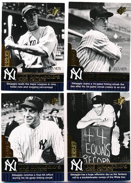 2009 Upper Deck SPx Bsbl. “Joe DiMaggio Career Highlights”- 4 Diff. Cards