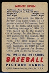 1951 Bowman Bb- #198 Monte Irvin RC, Giants
