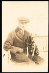 1910’s Freddie Welsh 3-½” x 5-3/8” B/W Photo with his Dog