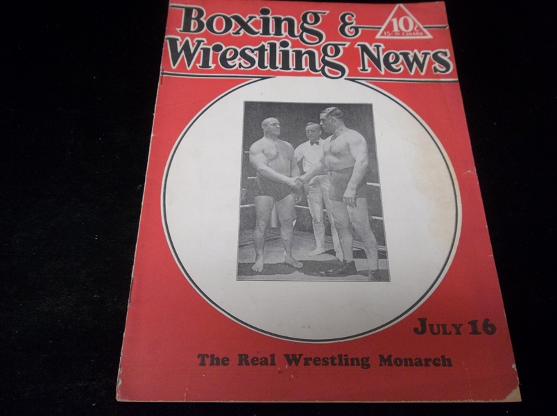 July 16, 1932 Boxing and Wrestling News Magazine- Strangler Lewis Cover
