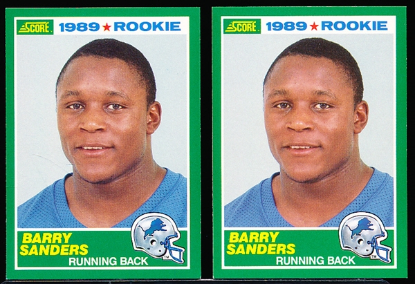 1989 Score Ftbl.- #257 Barry Sanders RC, Lions- 2 Cards