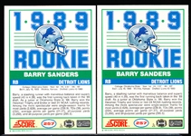 1989 Score Ftbl.- #257 Barry Sanders RC, Lions- 2 Cards