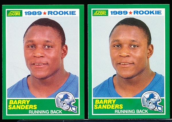 1989 Score Ftbl.- #257 Barry Sanders RC, Lions- 2 Cards