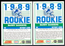 1989 Score Ftbl.- #257 Barry Sanders RC, Lions- 2 Cards