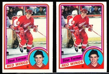 1984-85 O-Pee-Chee Hockey- #67 Steve Yzerman RC, Red Wings- 2 Cards
