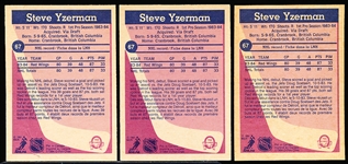 1984-85 O-Pee-Chee Hockey- #67 Steve Yzerman RC, Red Wings- 3 Cards