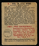 1948 Bowman Basketball- #8 Mel Riebe, Boston Celtics