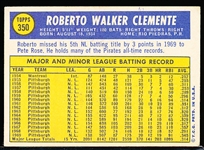 1970 Topps Bb- #350 Roberto Clemente, Pirates