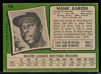 1971 Topps Bb- 400 Hank Aaron, Braves