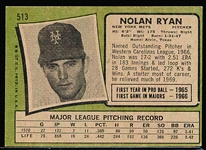 1971 Topps Bb- #513 Nolan Ryan, Mets