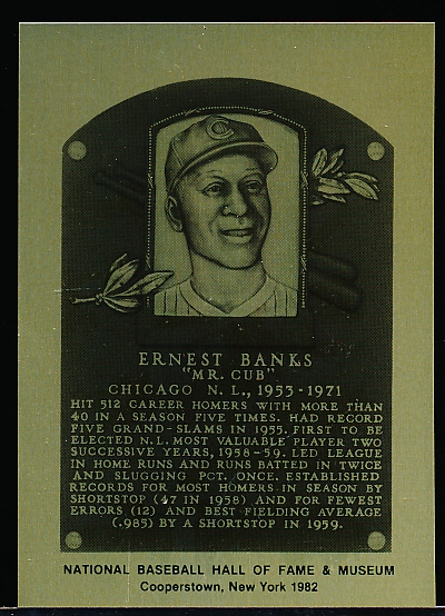 1982 Hall of Fame Metal Plaque- Ernie Banks