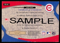 2005 Leaf Certified Materials Baseball- Fabric of the Game “Sample” Card- #FG41 Ernie Banks