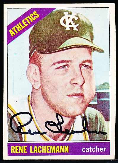 Auto’d 1966 Topps Bsbl. #157 Rene Lachemann, Athletics