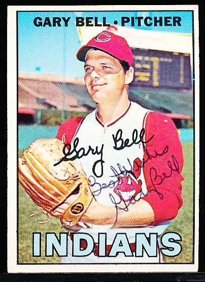 Auto’d & Inscribed 1967 Topps Bsbl. #479 Gary Bell, Indians