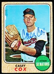 Auto’d 1968 Topps Bsbl. #66 Casey Cox, Senators