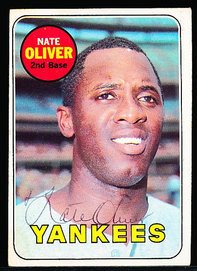 Auto’d 1969 Topps Bsbl. #354 Nate Oliver, Yankees