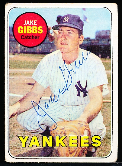 Auto’d 1969 Topps Bsbl. #401 Jake Gibbs, Yankees