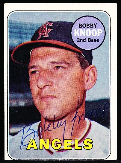 Auto’d 1969 Topps Bsbl. #445 Bobby Knoop, Angels