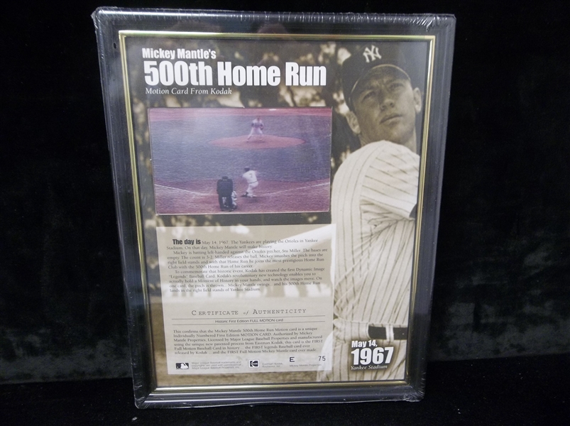 1990’s Kodak Framed MLB Mickey Mantle’s 500th HR Full Motion Card