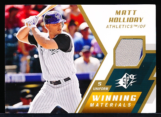 2009 SPx Bsbl. “Winning Materials Uniform” #WM-MH Matt Holiday, A’s