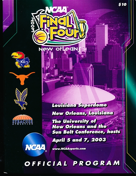 April 5-7, 2003 NCAA Division I Men’s College Basketball Championship Program
