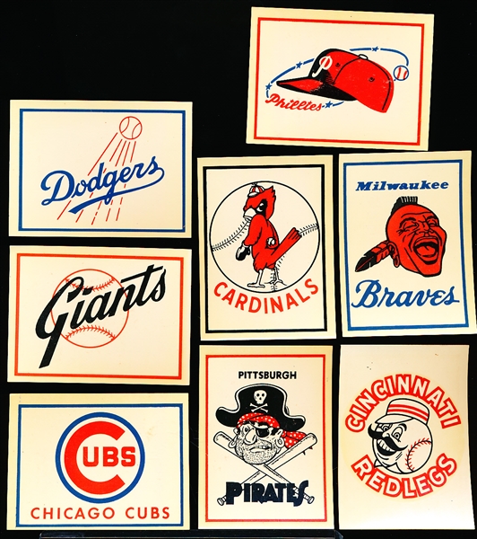 1961-62 Fleer Team Bb Decals- 8 Diff- White background/Red backs