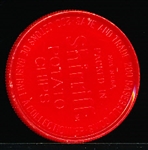 1962 Shirriff Bb Plastic Coin- #177 Ernie Banks- Red plastic “Shirriff” backed coin.