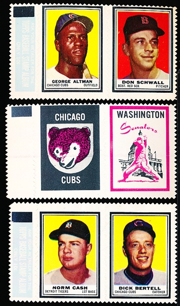 1962 Topps Baseball Stamp Pairs with tabs- 3 Diff-