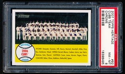2007 Topps Heritage Chrome Bb- #92 Cubs Team- PSA Nm-Mt 8- Serial #830/1958