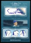 2008 Topps Sterling Bb- “Moments Relics Autographs Triple Sterling Silver”- #3SMA-172 Ernie Banks, Cubs- 1/1