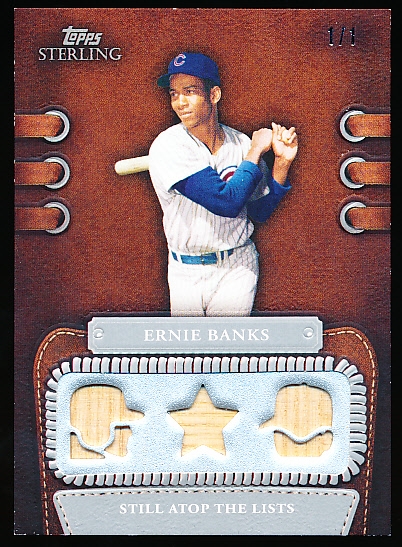 2010 Topps Sterling Bb- “Legendary Leather Triple Sterling Silver”- #3LLR-23 Ernie Banks, Cubs- 1/1!