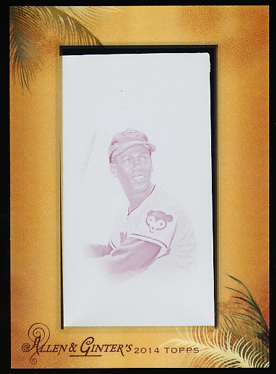 2014 Topps Allen & Ginter Bb- “Framed Mini Magenta Printing Plate”- #92 Ernie Banks, Cubs- 1 of 1!