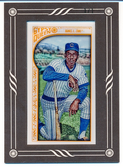 2015 Topps Gypsy Queen Bb- “Mini Framed Clear”- #133 Ernie Banks, Cubs- 1/1