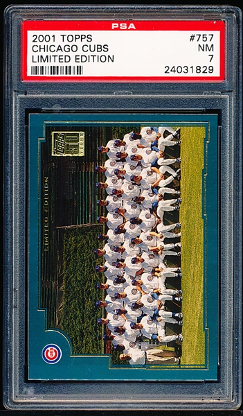 2001 Topps Limited Edition Bb- #757 Chicago Cubs Team Card- PSA NM 7