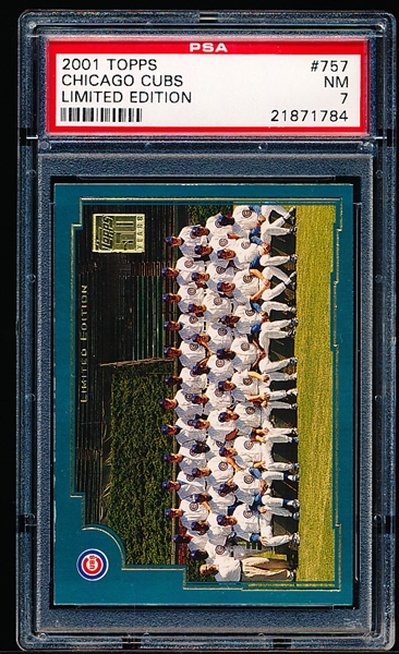 2001 Topps Limited Edition Bb- #757 Chicago Cubs Team Card- PSA NM 7