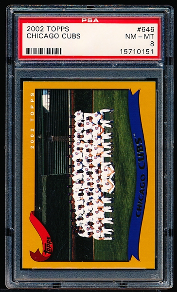 2002 Topps Bb- #646 Chicago Cubs Team Card- PSA Nm-Mt 8