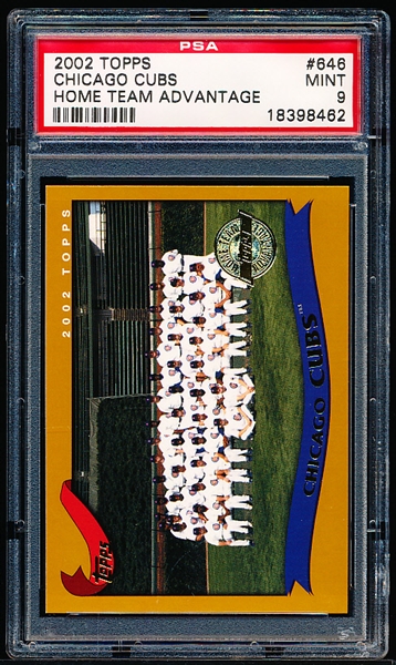 2002 Topps Home Team Advantage Bb- #646 Chicago Cubs Team Card- PSA Mint 9