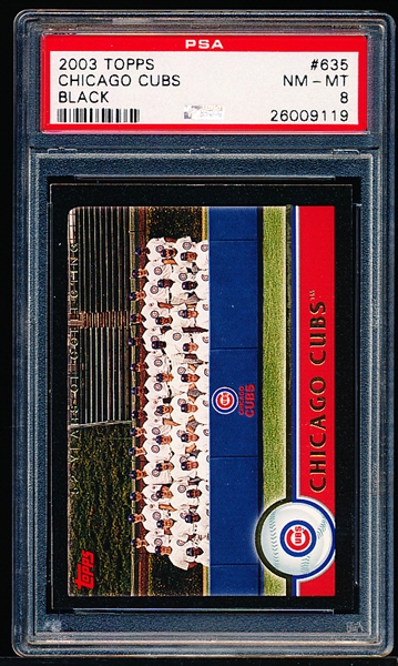 2003 Topps Black- #635 Chicago Cubs Team Card (#38/52)- PSA Nm-Mt 8