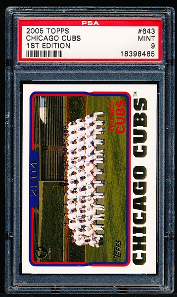 2005 Topps 1st Edition Bb- #643 Chicago Cubs Team Card- PSA Mint 9