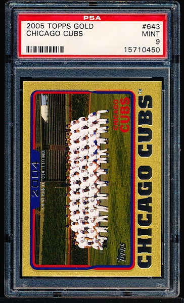 2005 Topps Gold Bb- #643 Chicago Cubs Team Card (#1394/2005)- PSA Mint 9