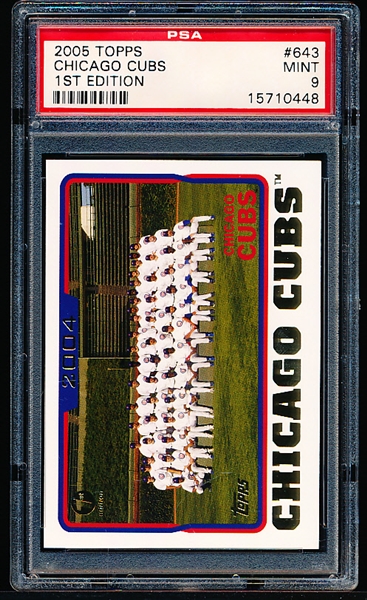 2005 Topps 1st Edition Bb- #643 Chicago Cubs Team Card- PSA Mint 9