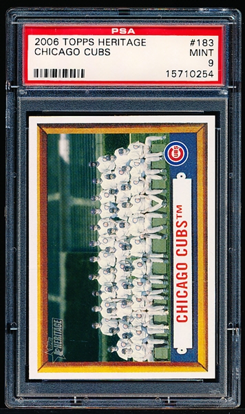 2006 Topps Heritage Bb- #183 Chicago Cubs Team Card- PSA Mint 9