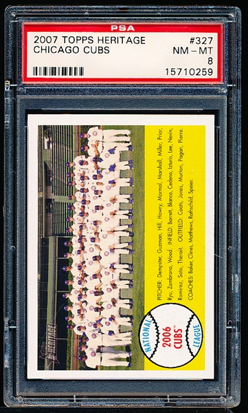 2007 Topps Heritage Bb- #327 Chicago Cubs Team Card- PSA Nm-Mt 8