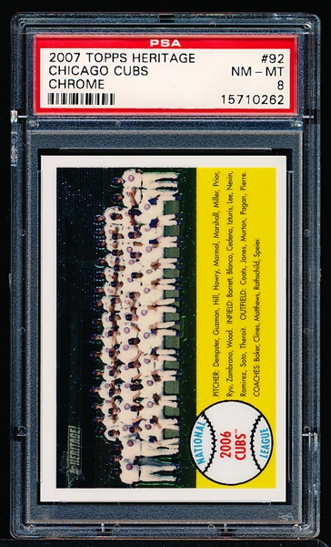 2007 Topps Heritage Bb Chrome- #92 Chicago Cubs Team Card (#1406/1958)-PSA Nm-Mt 8