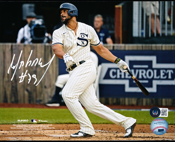 Auto’d & Inscribed Jose Abreu Chicago White Sox MLB Color 8” x 10” Horizontal Game Action Batting Photo- Beckett Authenticated