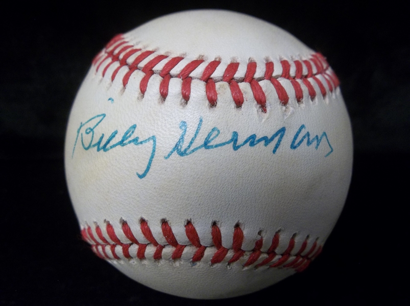 Auto’d Billy Herman Official NL MLB Bsbl.
